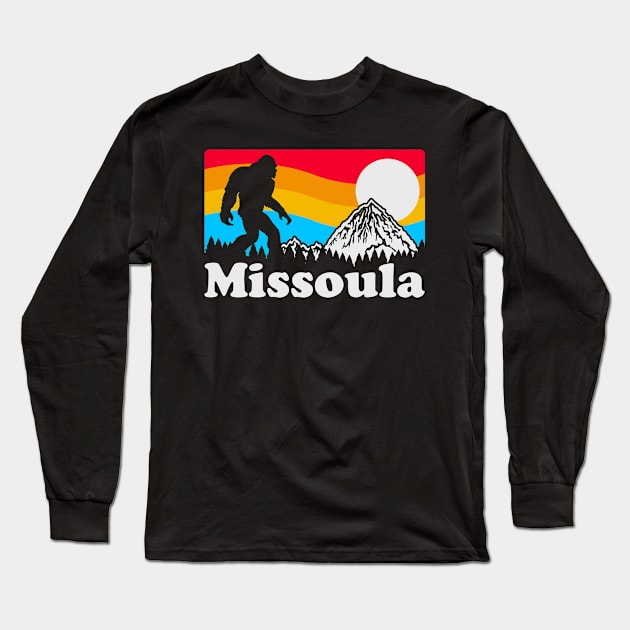 Missoula Montana Bigfoot, Funny Sasquatch Montana Missoula Long Sleeve T-Shirt by ThatVibe